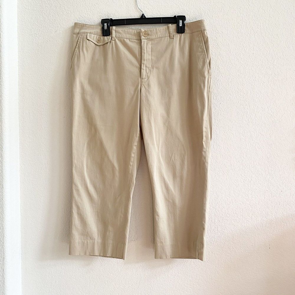 Lauren Ralph Lauren Womens Mid Rise Cropped Straight‎ Leg Cotton Pocket Pants 16